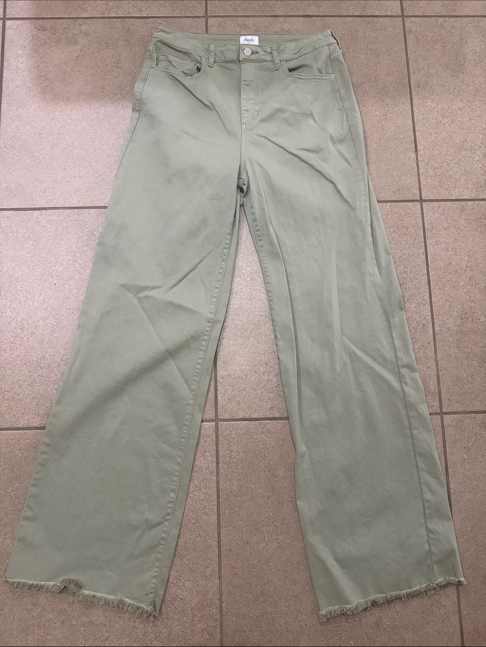 Amalli Talli Wide-Leg Chino Pants in Sage Green 31x36